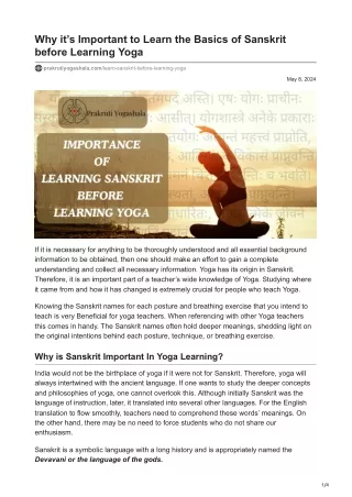 How Sanskrit Proficiency could improve the Yoga Practice?