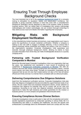 Ensuring Trust Through Employee Background Checks