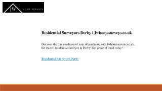 Residential Surveyors Derby  Jwhomesurveys.co.uk