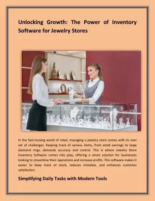 Unlocking Growth: The Power of Inventory Software for Jewelry Stores