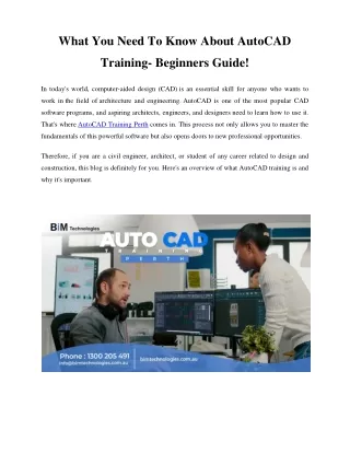 Auto cad Training Perth, Preston - bimtechnologies