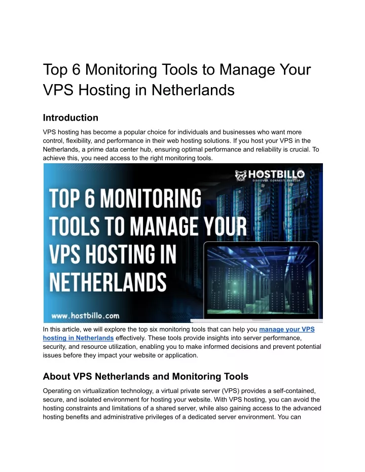 top 6 monitoring tools to manage your vps hosting