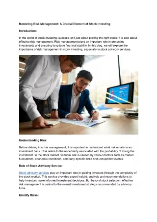 mastering risk management a crucial element