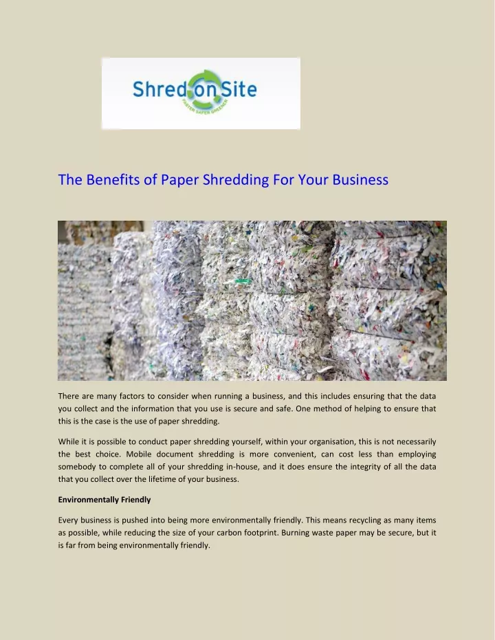 the benefits of paper shredding for your business