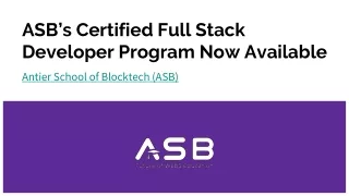 ASB’s Certified Full Stack Developer Program Now Available