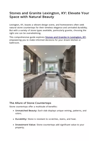 Stones and Granite Lexington, KY- Elevate Your Space with Natural Beauty