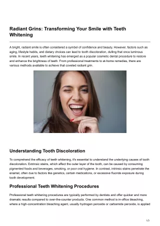 Radiant Grins Transforming Your Smile with Teeth Whitening