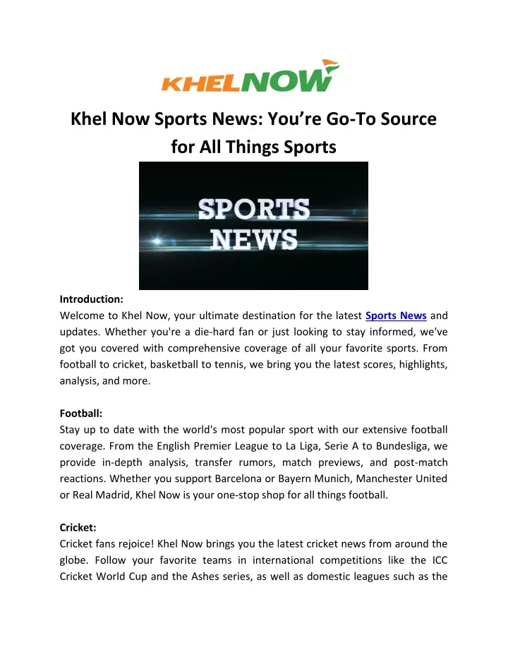 khel now sports news you re go to source