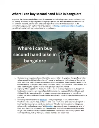 Where i can buy second hand bike in bangalore