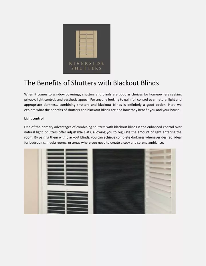 the benefits of shutters with blackout blinds