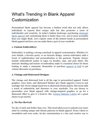What's Trending in Blank Apparel Customization