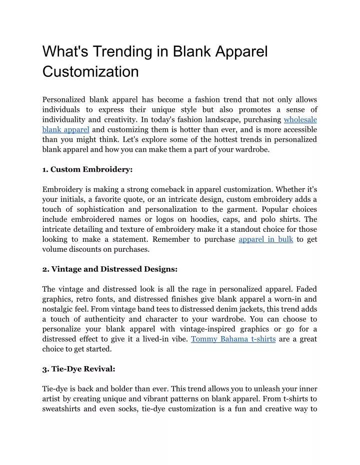 what s trending in blank apparel customization