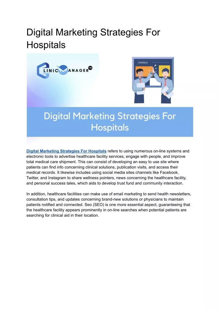 digital marketing strategies for hospitals