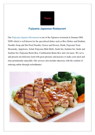 Fujiyama Japanese Restaurant Summer Hill - Order Now