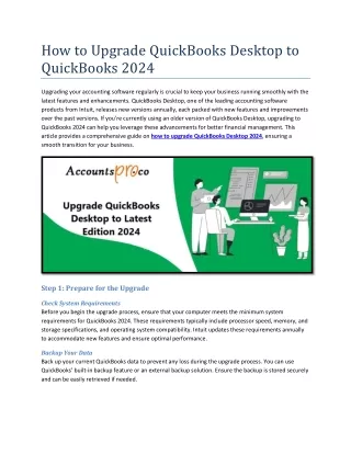 How to Upgrade QuickBooks Desktop to QuickBooks 2024