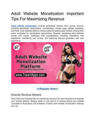 Adult Website Monetization Important Tips For Maximizing Revenue