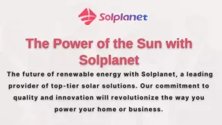 The power of sun with solplanet