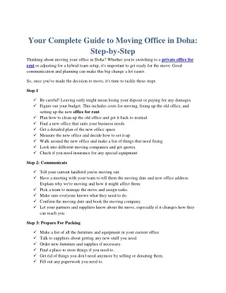 Your Complete Guide to Moving Office in Doha: Step-by-Step