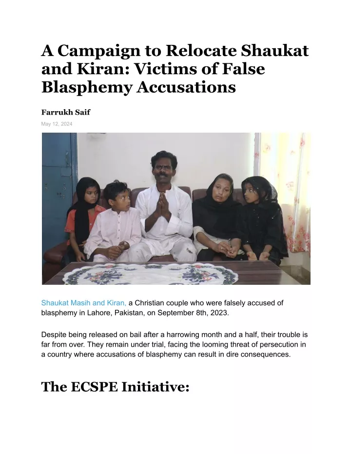 a campaign to relocate shaukat and kiran victims