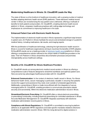 modernizing healthcare in illinois dr cloudehr