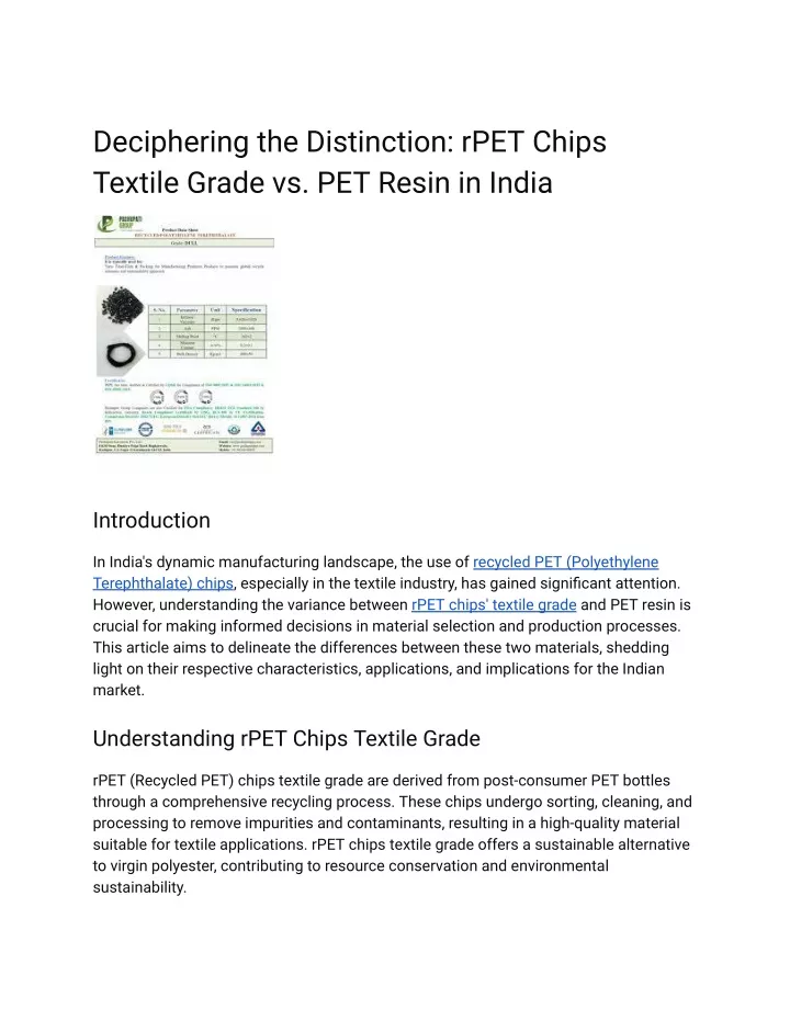 deciphering the distinction rpet chips textile