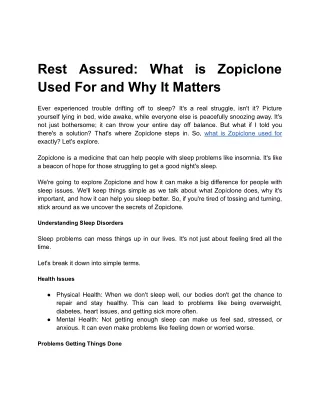 Rest Assured_ What Zopiclone Is Used For and Why It Matters