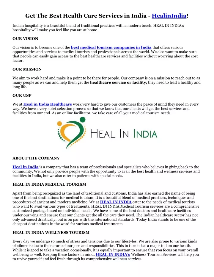 get the best health care services in india