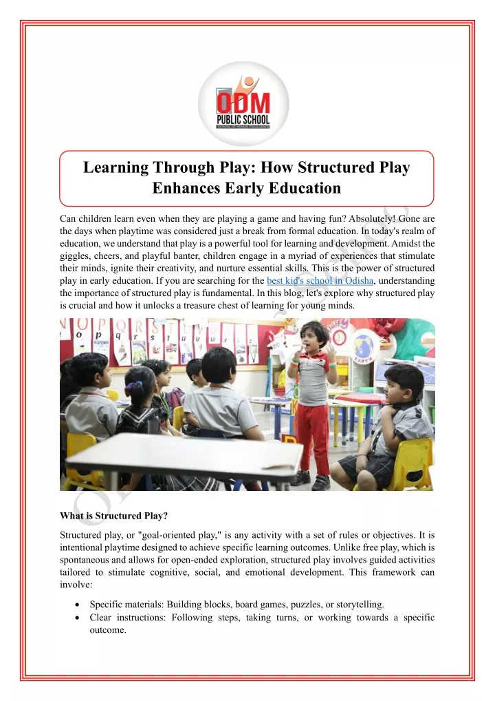 learning through play how structured play