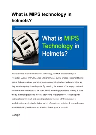 Decoding MIPS Advancing Helmet Safety for Active Lifestyles