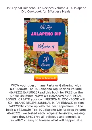 download⚡[PDF]❤ Oh! Top 50 Jalapeno Dip Recipes Volume 4: A Jalapeno Dip Co