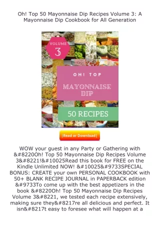 Download❤[READ]✔ Oh! Top 50 Mayonnaise Dip Recipes Volume 3: A Mayonnaise D