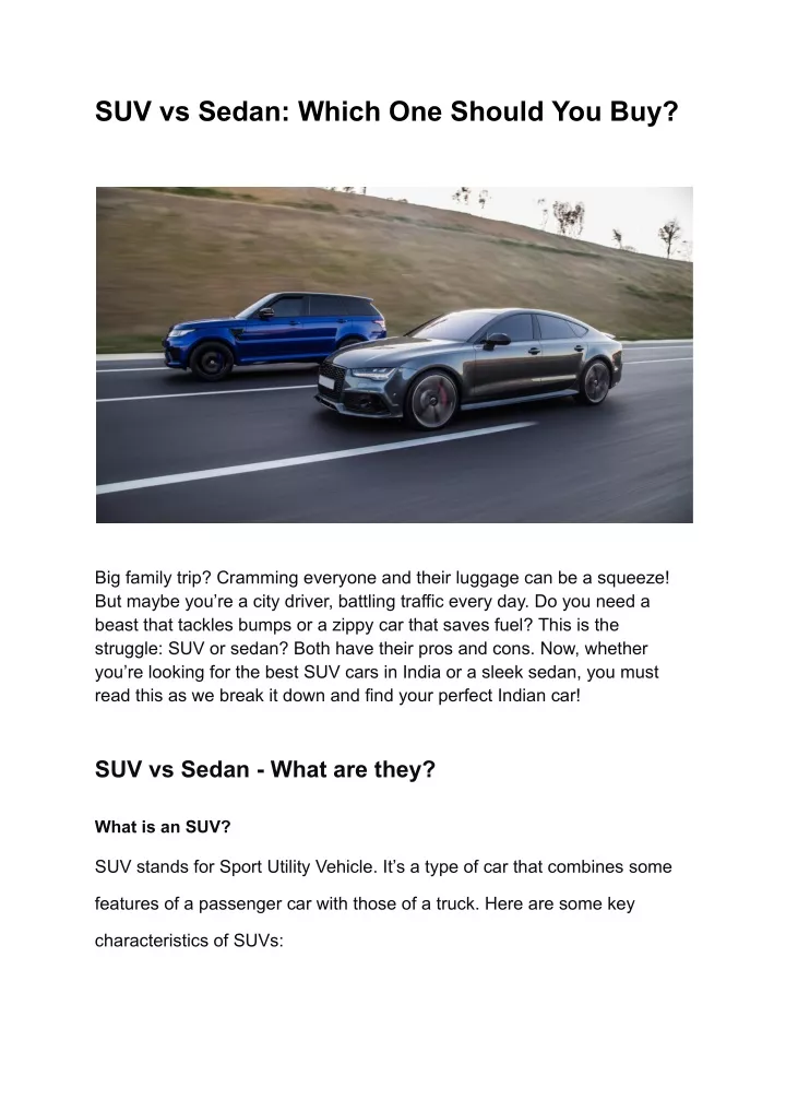 suv vs sedan which one should you buy
