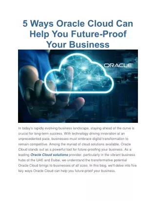 5 Ways Oracle Cloud Can Help You Future-Proof Your Business