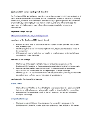 Geothermal ORC Market