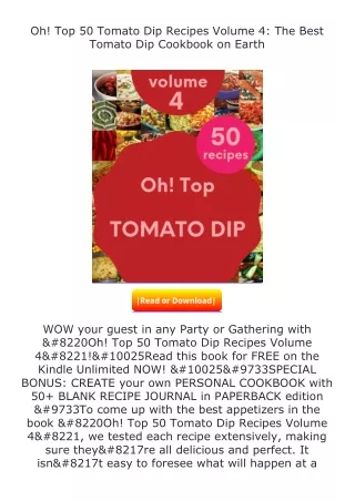 ❤️get (⚡️pdf⚡️) download Oh! Top 50 Tomato Dip Recipes Volume 4: The Best T