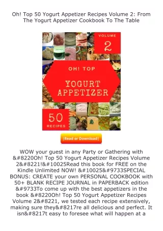 free read (✔️pdf❤️) Oh! Top 50 Yogurt Appetizer Recipes Volume 2: From The