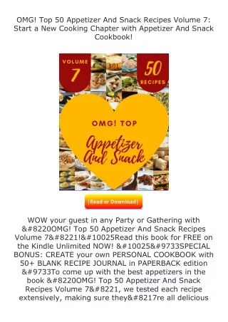 ✔️READ ❤️Online OMG! Top 50 Appetizer And Snack Recipes Volume 7: Start a N