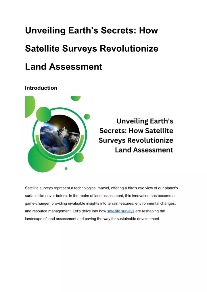 PPT - Unveiling Earth's Secrets_ How Satellite Surveys Revolutionize 