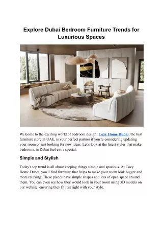 Explore Dubai Bedroom Furniture Trends for Luxurious Spaces