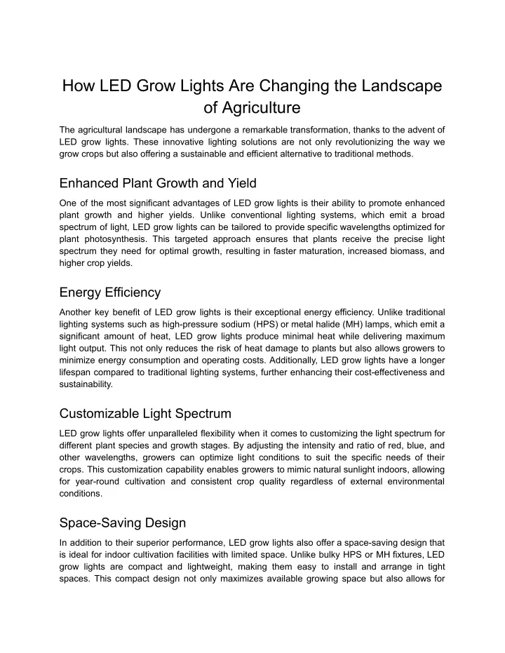 how led grow lights are changing the landscape