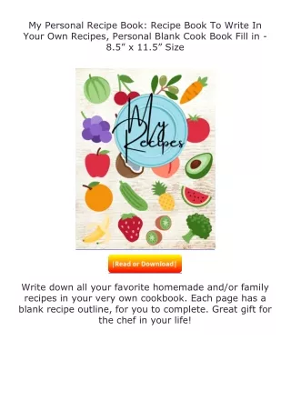 Download❤[READ]✔ My Personal Recipe Book: Recipe Book To Write In Your Own