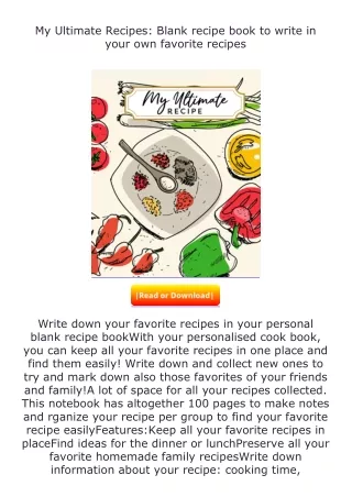 free read (✔️pdf❤️) My Ultimate Recipes: Blank recipe book to write in your