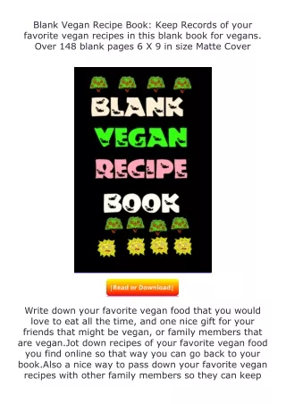 (❤️pdf)full✔download Blank Vegan Recipe Book: Keep Records of your favorite