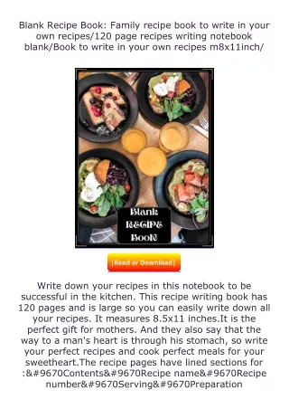 Download⚡ Blank Recipe Book: Family recipe book to write in your own recipe