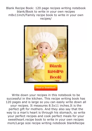 Pdf⚡(read✔online) Blank Recipe Book: 120 page recipes writing notebook blan