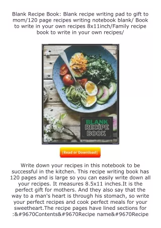 download⚡️ free (✔️pdf✔️) Blank Recipe Book: Blank recipe writing pad to gi