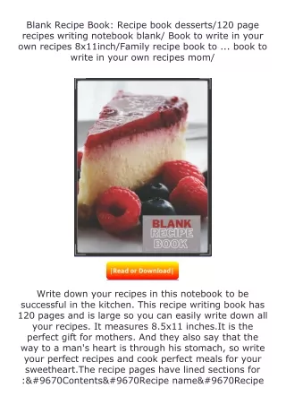 full✔download️⚡(pdf) Blank Recipe Book: Recipe book desserts/120 page recip