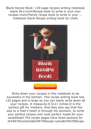 read ❤️(✔️pdf✔️) Blank Recipe Book: 120 page recipes writing notebook blank