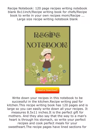✔️READ ❤️Online Recipe Notebook: 120 page recipes writing notebook blank 8x