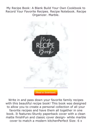 [READ]⚡PDF✔ My Recipe Book: A Blank Build Your Own Cookbook to Record Your